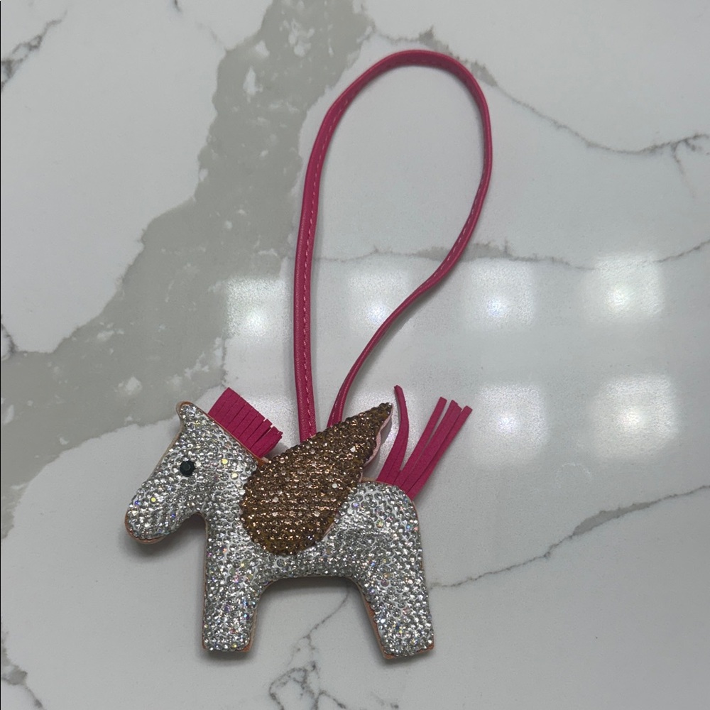 Unlisted Glittering Horse Keychain with Pink Strap